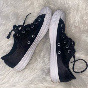 CONVERSE SHOES BLACK SATIN LIKE MATERIAL - US SIZE 8.5